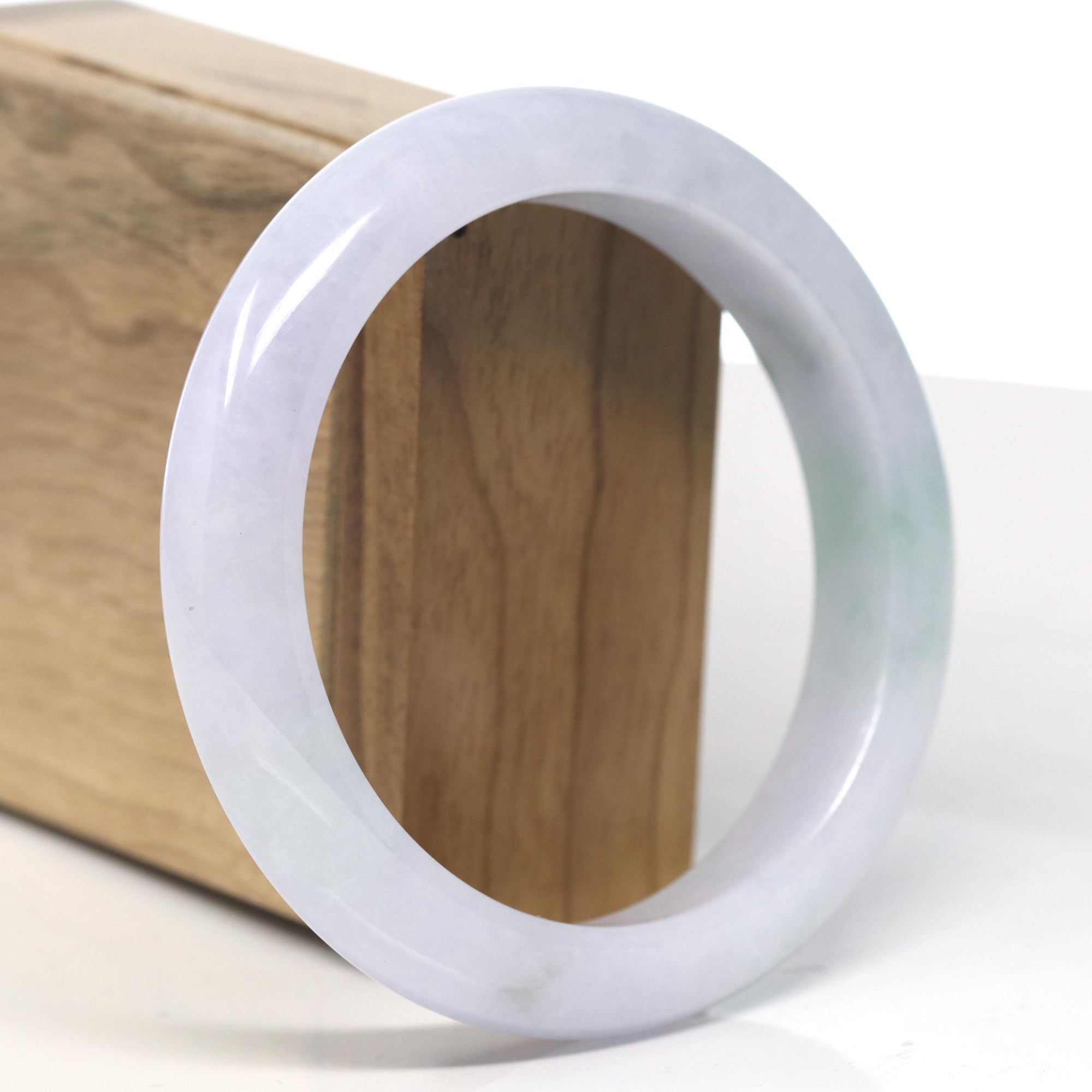 Baikalla Icy Light Lavender &amp; Green Jadeite Jade Bangle Bracelet (61mm) 