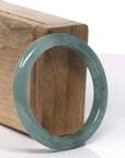 Baikalla Icy Oil Green Jadeite Jade Bangle Bracelet (53.3mm) 
