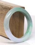 Baikalla Light Icy Green & Vibrant Apple Green Jade Bangle Bracelet (55.4mm) 