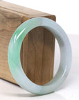 Baikalla Light Icy Green with Apple Green Patch Jade Bangle Bracelet (55mm) 