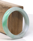 Baikalla Light Icy Green with Apple Green Patch Jade Bangle Bracelet (55mm) 