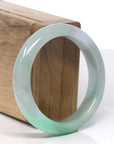 Baikalla Light Icy Green with Apple Green Patch Jade Bangle Bracelet (55mm) 