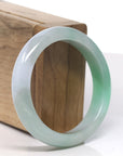 Baikalla Light Icy Green with Apple Green Patch Jade Bangle Bracelet (55mm) 
