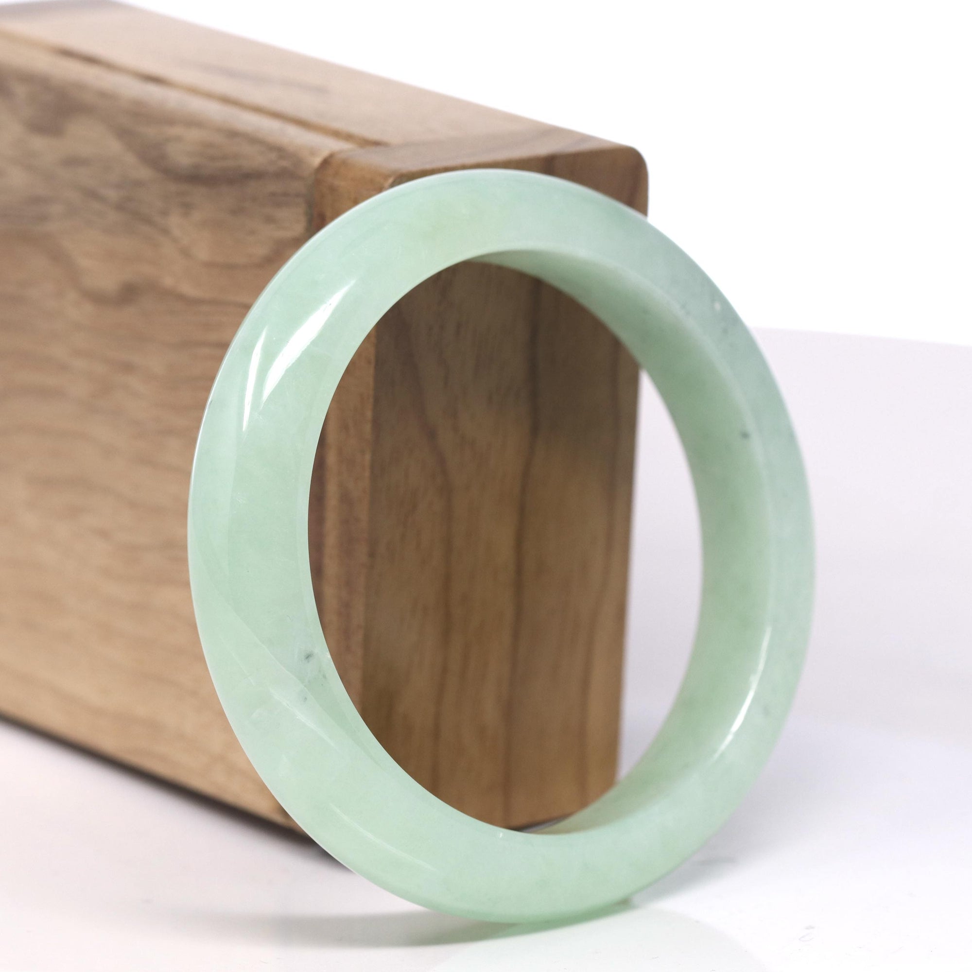 Baikalla Light Green-Apple Jadeite Jade Bangle Bracelet (54.7mm) 