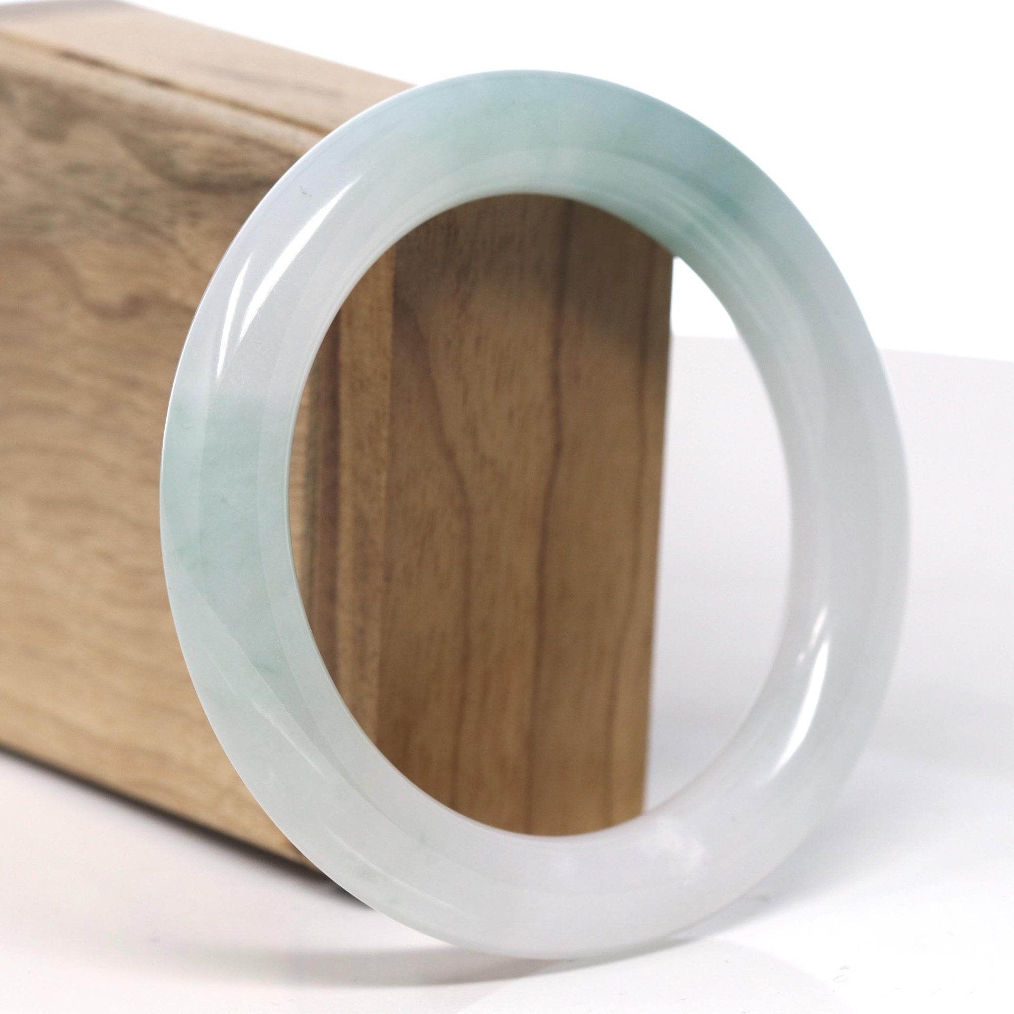 Baikalla Icy Green Jadeite Jade Bangle Bracelet (58.2mm) 