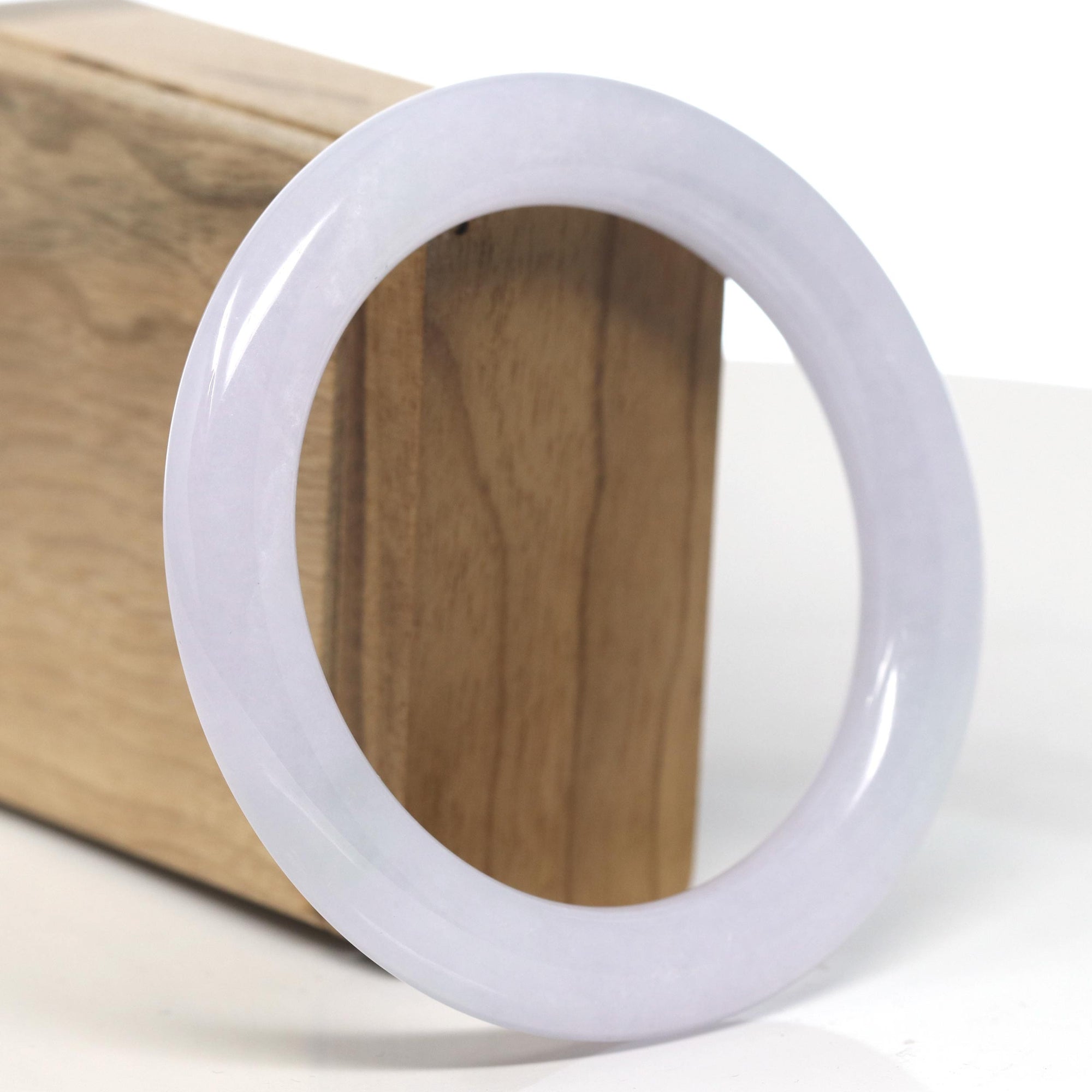Baikalla &quot;Traditional Full Round&quot; Light Lavender Jadeite Jade Bangle Bracelet (59.4mm) 