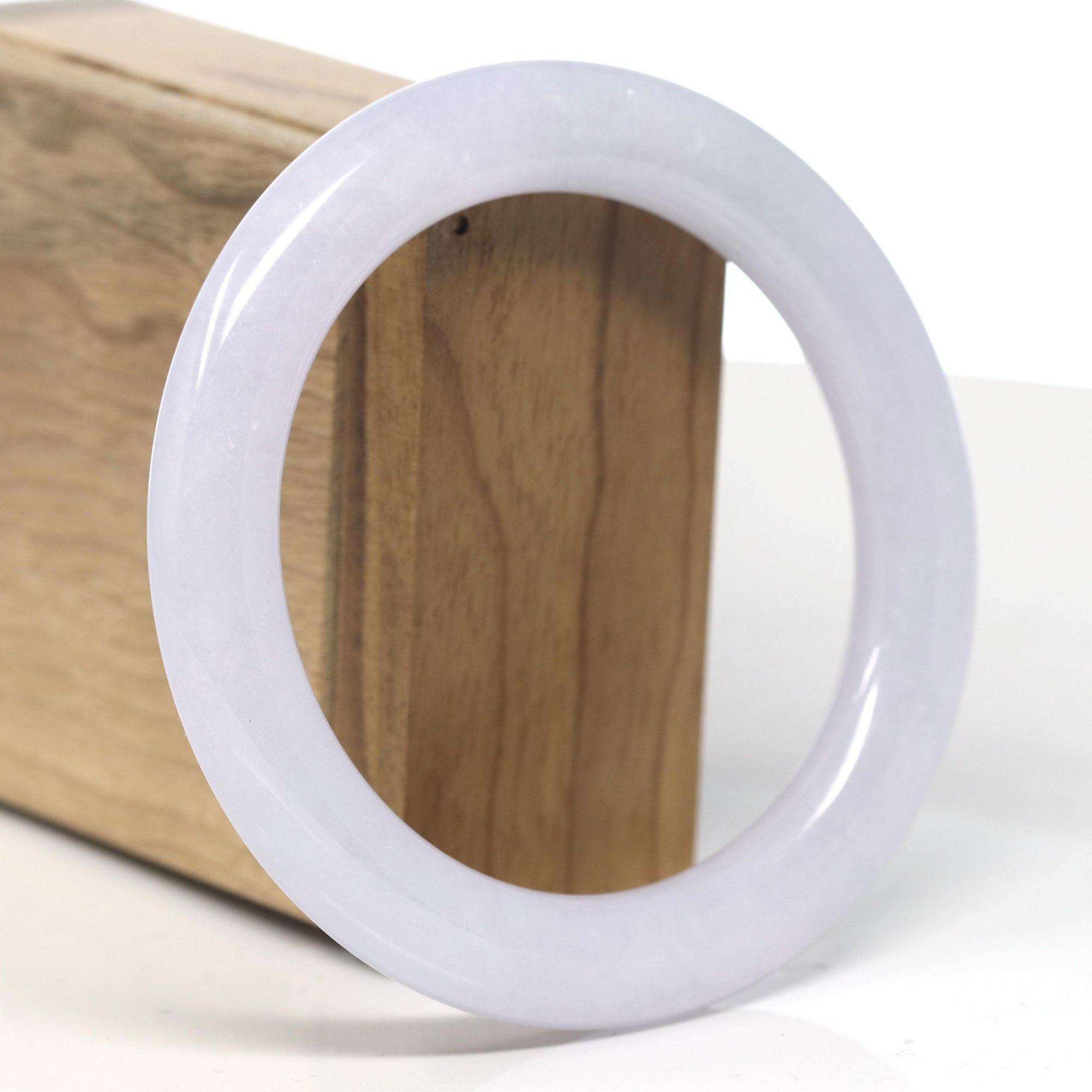 Baikalla &quot;Traditional Full Round&quot; Light Lavender Jadeite Jade Bangle Bracelet (59.4mm) 