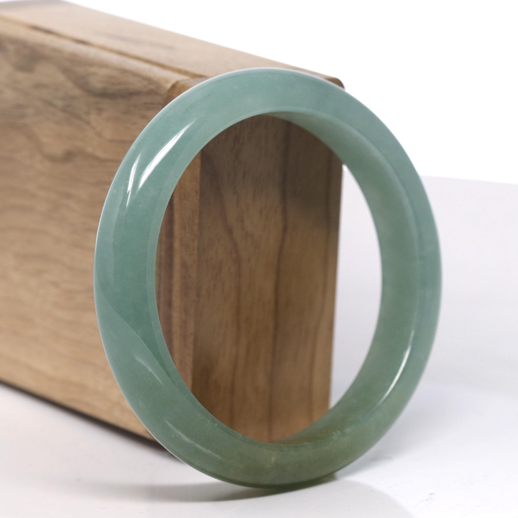 Baikalla Oil Green with Hazel Jadeite Jade Bangle Bracelet (58.4mm) 