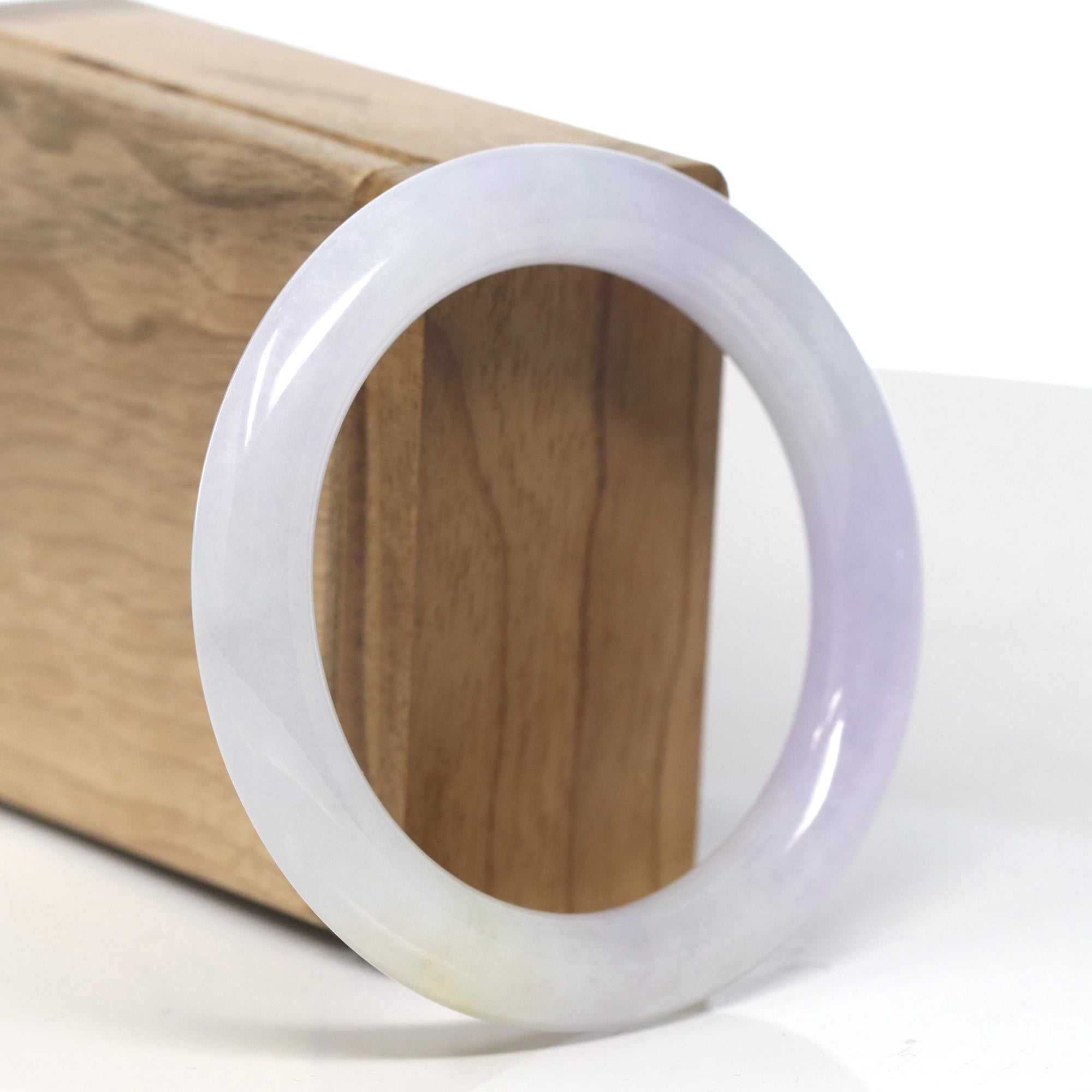 Baikalla White-Lavender Jadeite Jade Bangle Bracelet (54.6mm) 