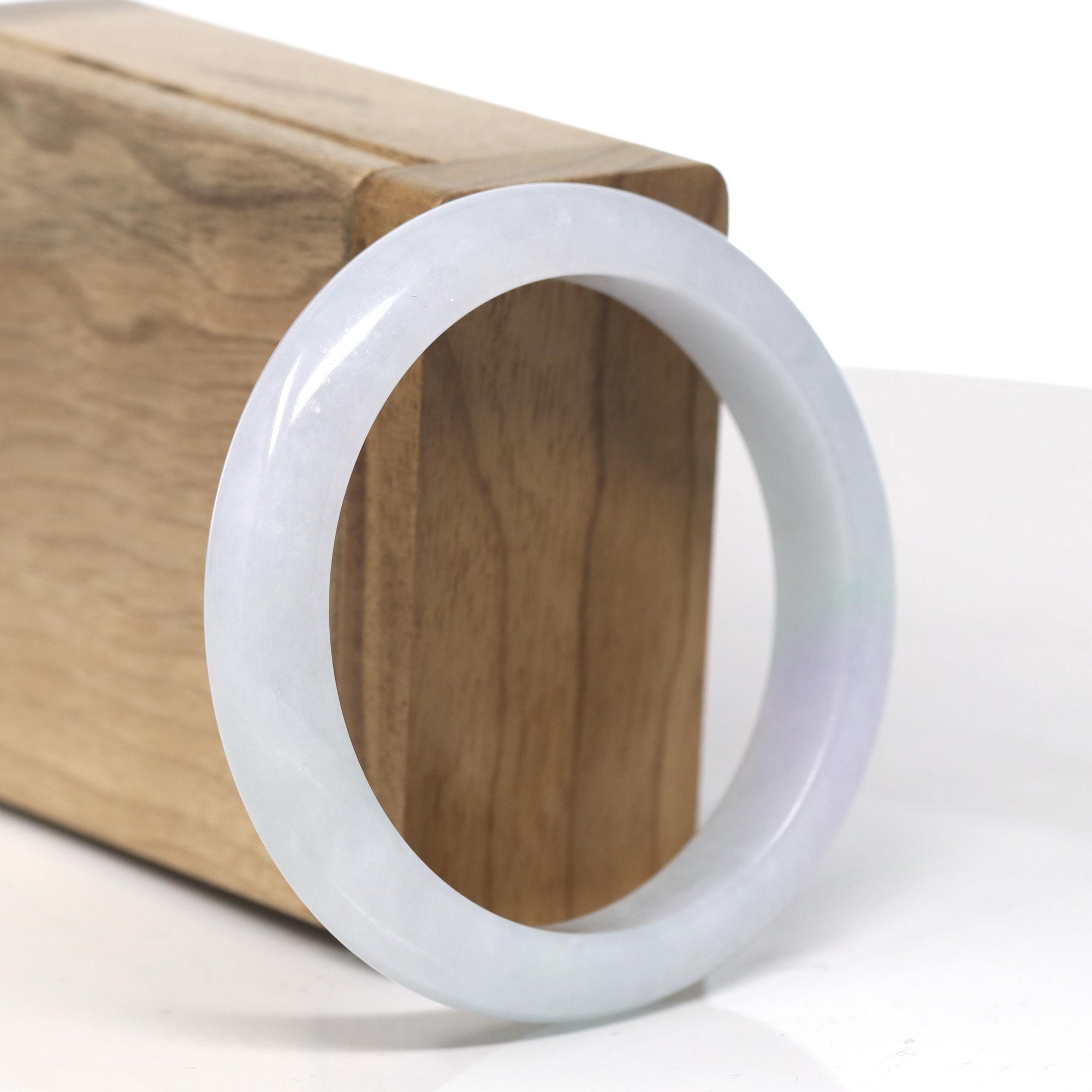Baikalla White-Lavender Jadeite Jade Bangle Bracelet (55mm) 
