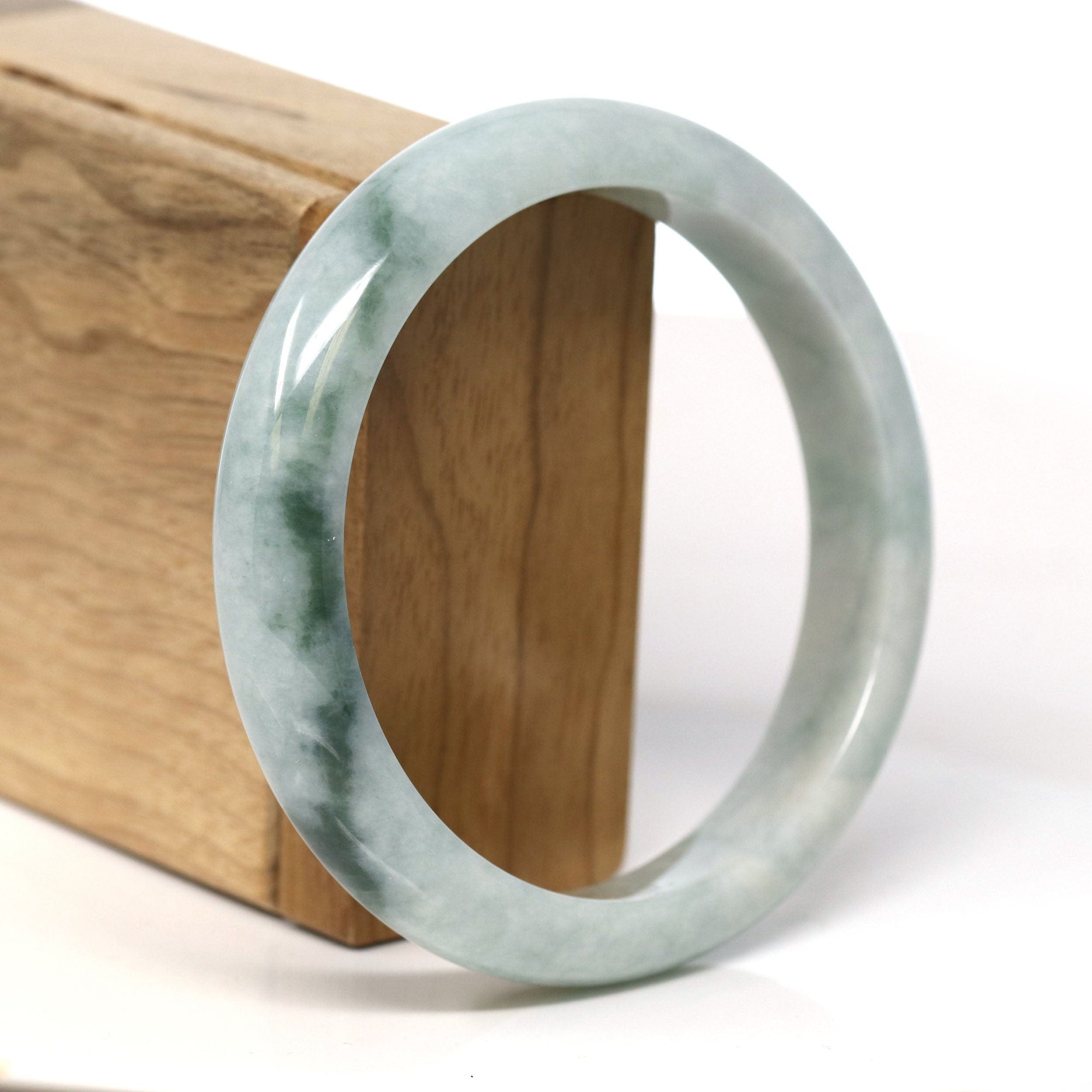 Baikalla Jewelry Jadeite Jade Bangle Bracelet Baikalla Natural Burmese Blue Green Jadeite Jade Bangle Bracelet (62.3mm) #T278