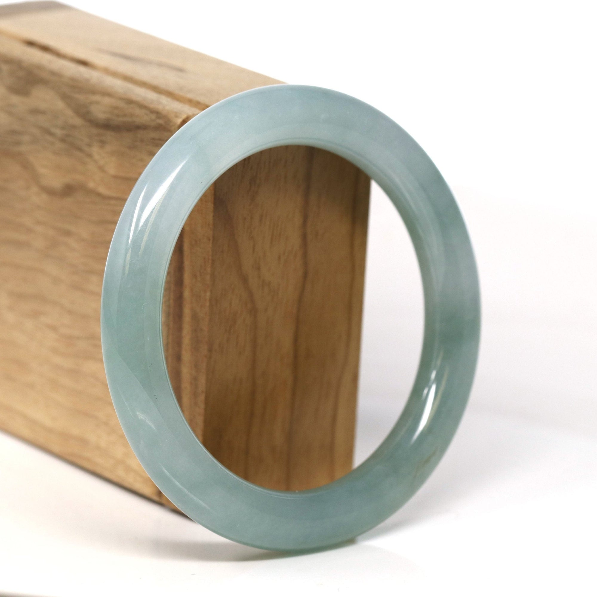 Baikalla Jewelry Jadeite Jade Bangle Bracelet Natural Burmese Icy Oil Green Jadeite Jade Traditional Full Round Bangle Bracelet (56.66mm) #T284