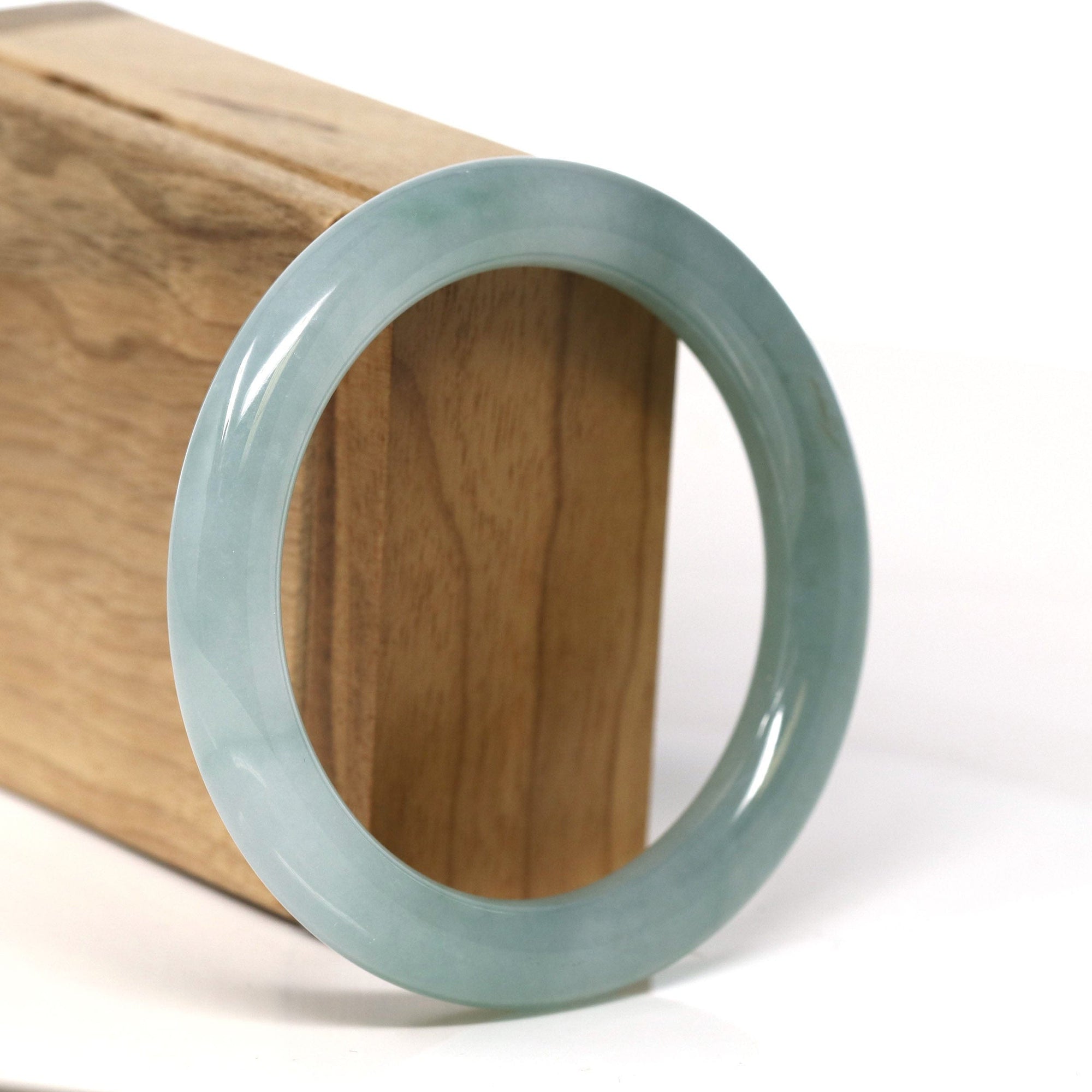 Baikalla Jewelry Jadeite Jade Bangle Bracelet Natural Burmese Icy Oil Green Jadeite Jade Traditional Full Round Bangle Bracelet (56.66mm) #T284