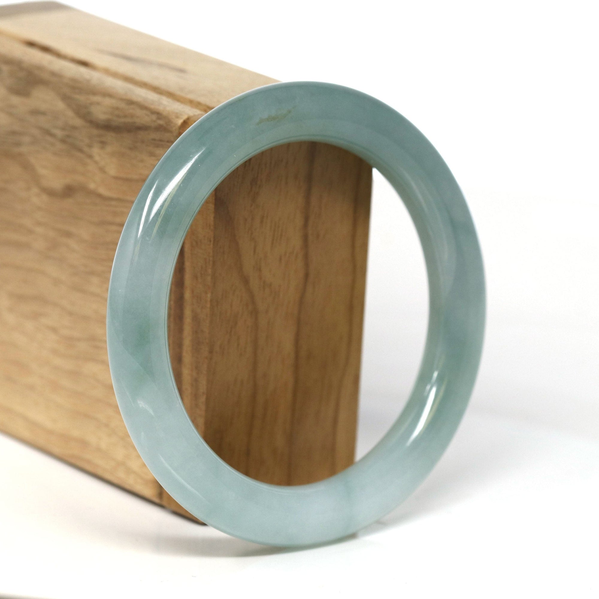 Baikalla Jewelry Jadeite Jade Bangle Bracelet Natural Burmese Icy Oil Green Jadeite Jade Traditional Full Round Bangle Bracelet (56.66mm) #T284