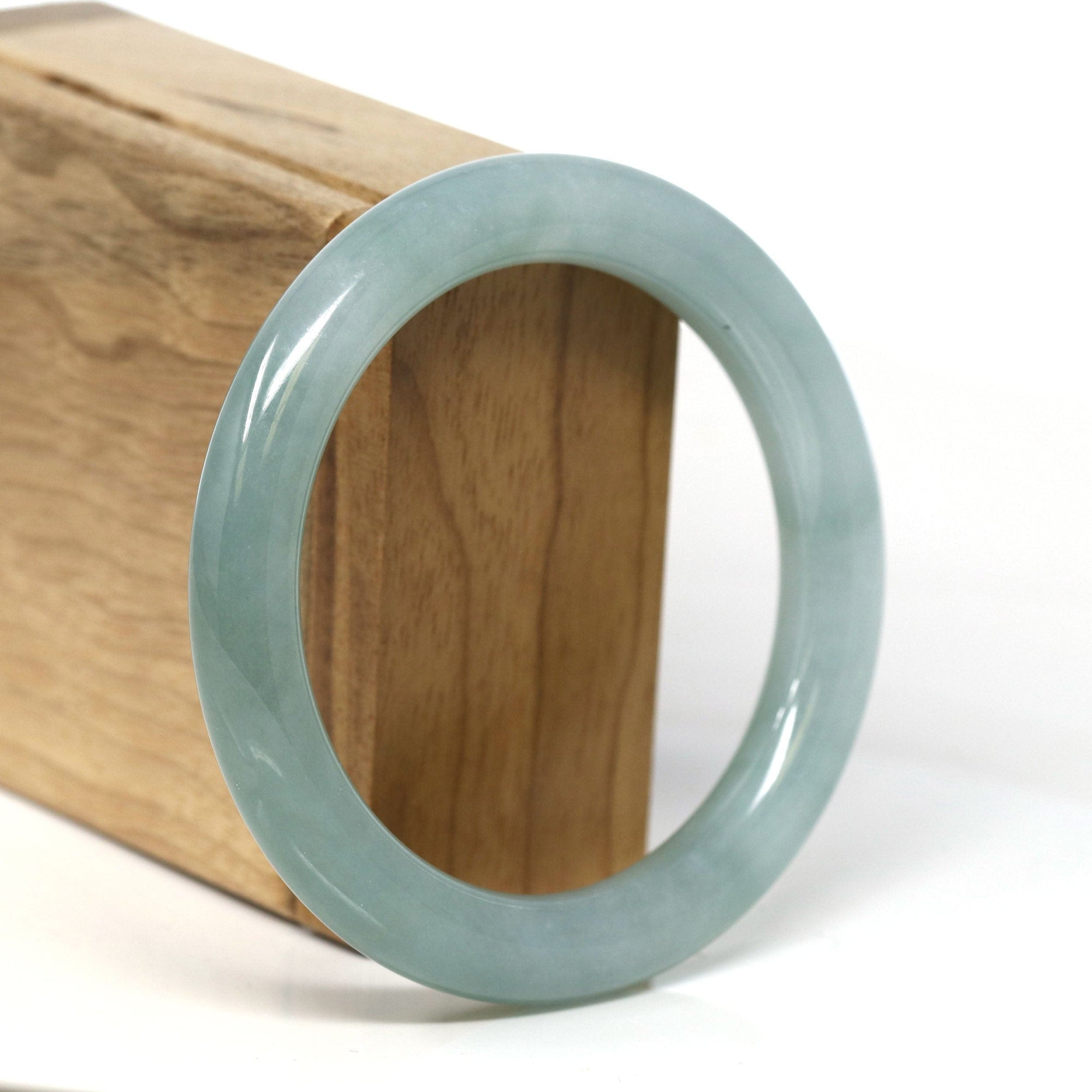 Baikalla Jewelry Jadeite Jade Bangle Bracelet Natural Burmese Icy Oil Green Jadeite Jade Traditional Full Round Bangle Bracelet (56.66mm) #T284