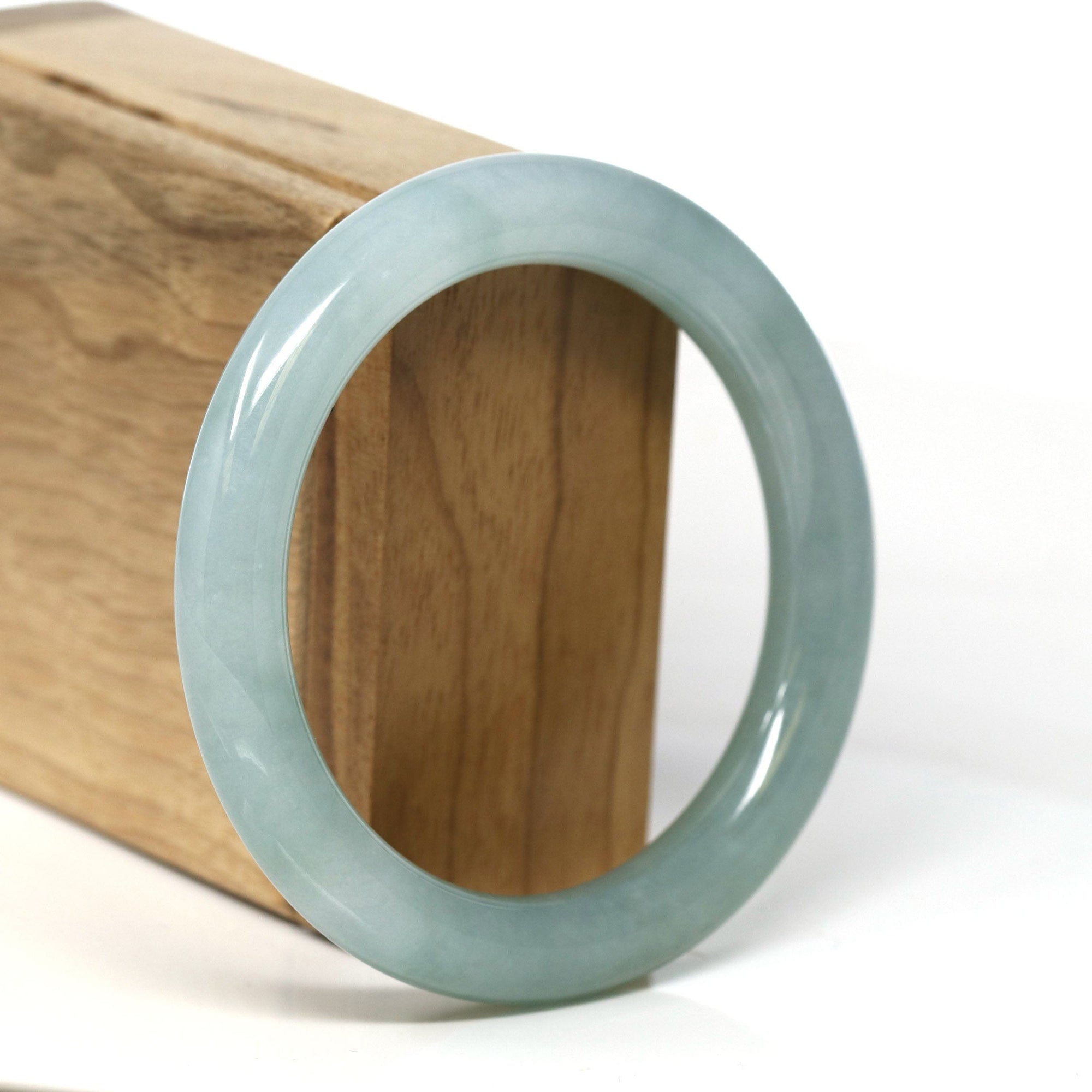 Baikalla Jewelry Jadeite Jade Bangle Bracelet Natural Burmese Icy Oil Green Jadeite Jade Traditional Full Round Bangle Bracelet (56.66mm) #T284