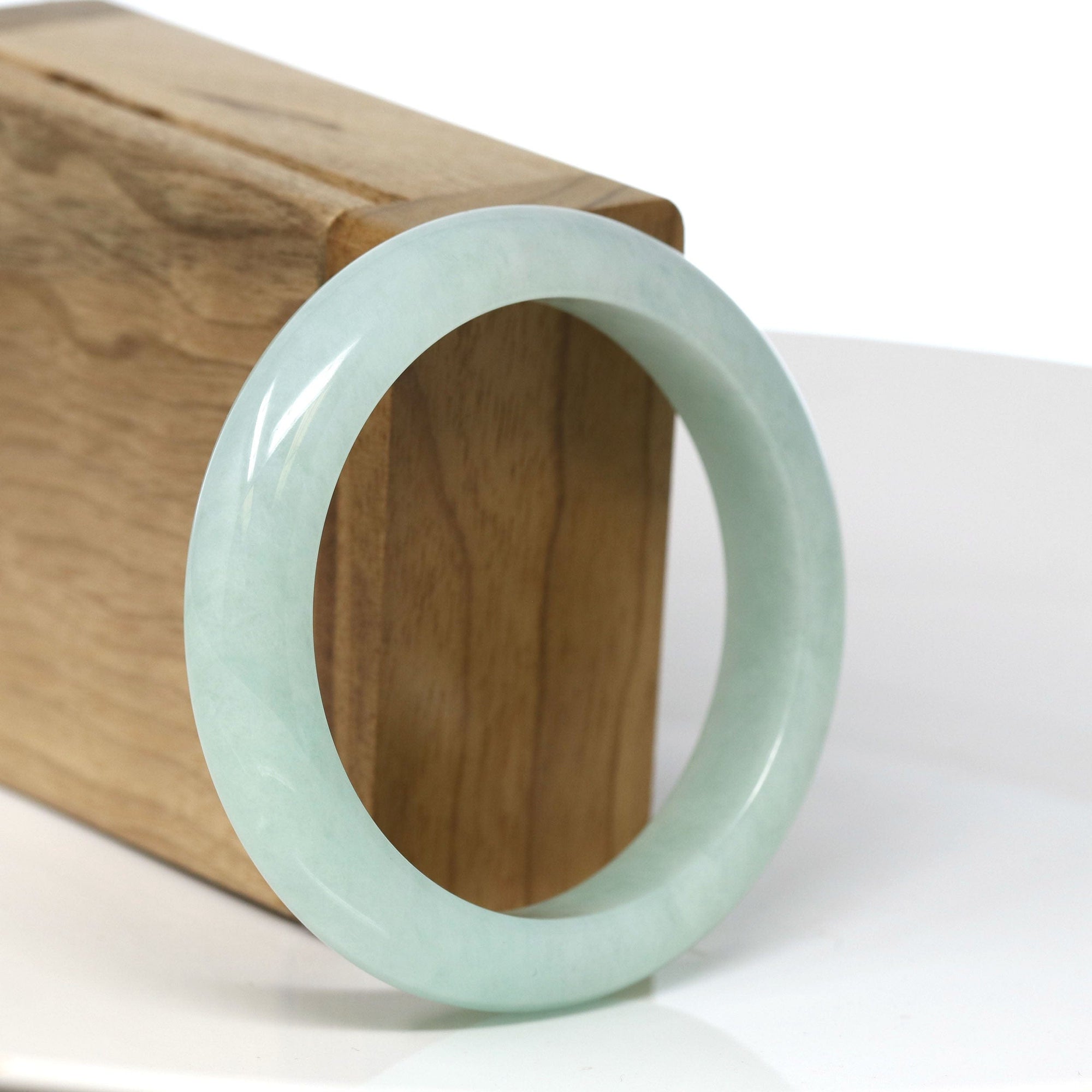 Baikalla Jewelry Jadeite Jade Bangle Bracelet Baikalla Natural Burmese Green Jadeite Jade Bangle Bracelet (54.68mm) #T285