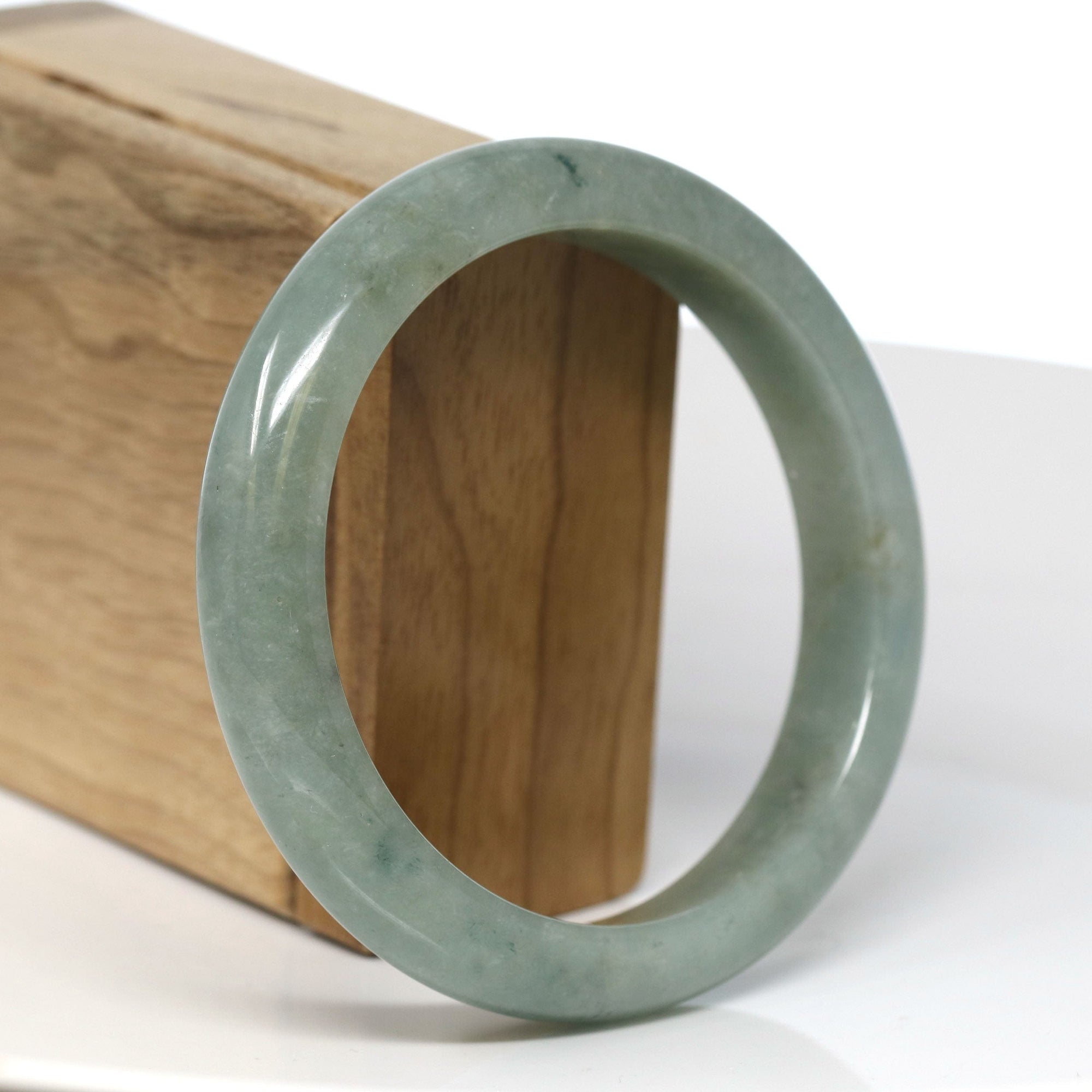 Baikalla Jewelry Jadeite Jade Bangle Bracelet Baikalla Natural Burmese Oil Green Jadeite Jade Bangle Bracelet (60.68mm) #T286