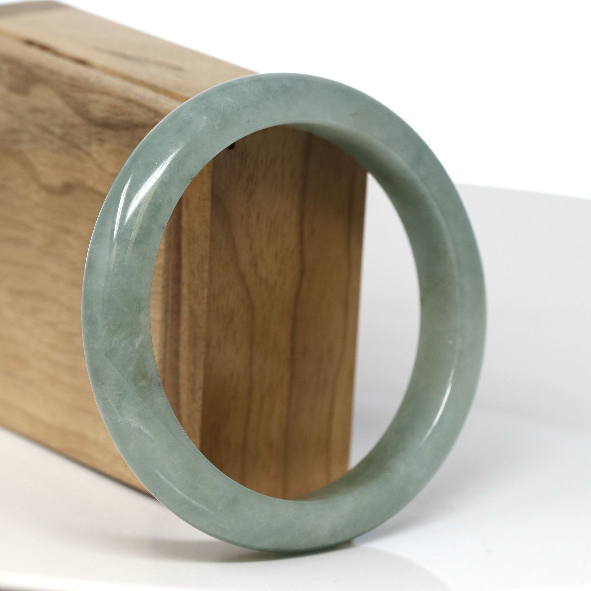 Baikalla Jewelry Jadeite Jade Bangle Bracelet Baikalla Natural Burmese Oil Green Jadeite Jade Bangle Bracelet (60.68mm) #T286