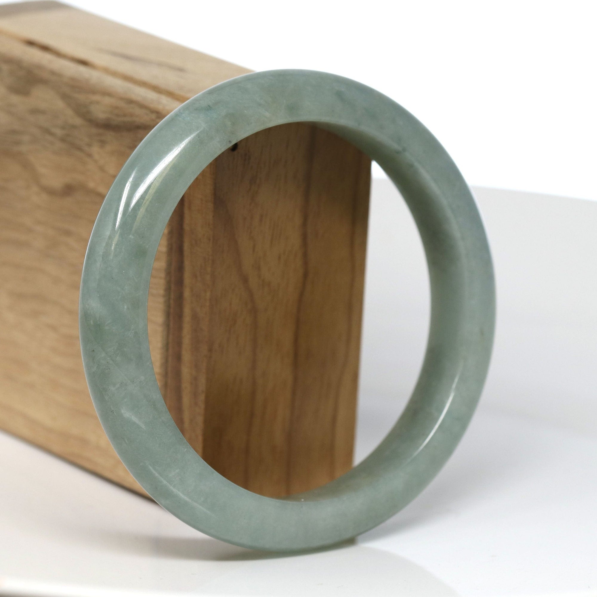 Baikalla Jewelry Jadeite Jade Bangle Bracelet Baikalla Natural Burmese Oil Green Jadeite Jade Bangle Bracelet (60.68mm) #T286