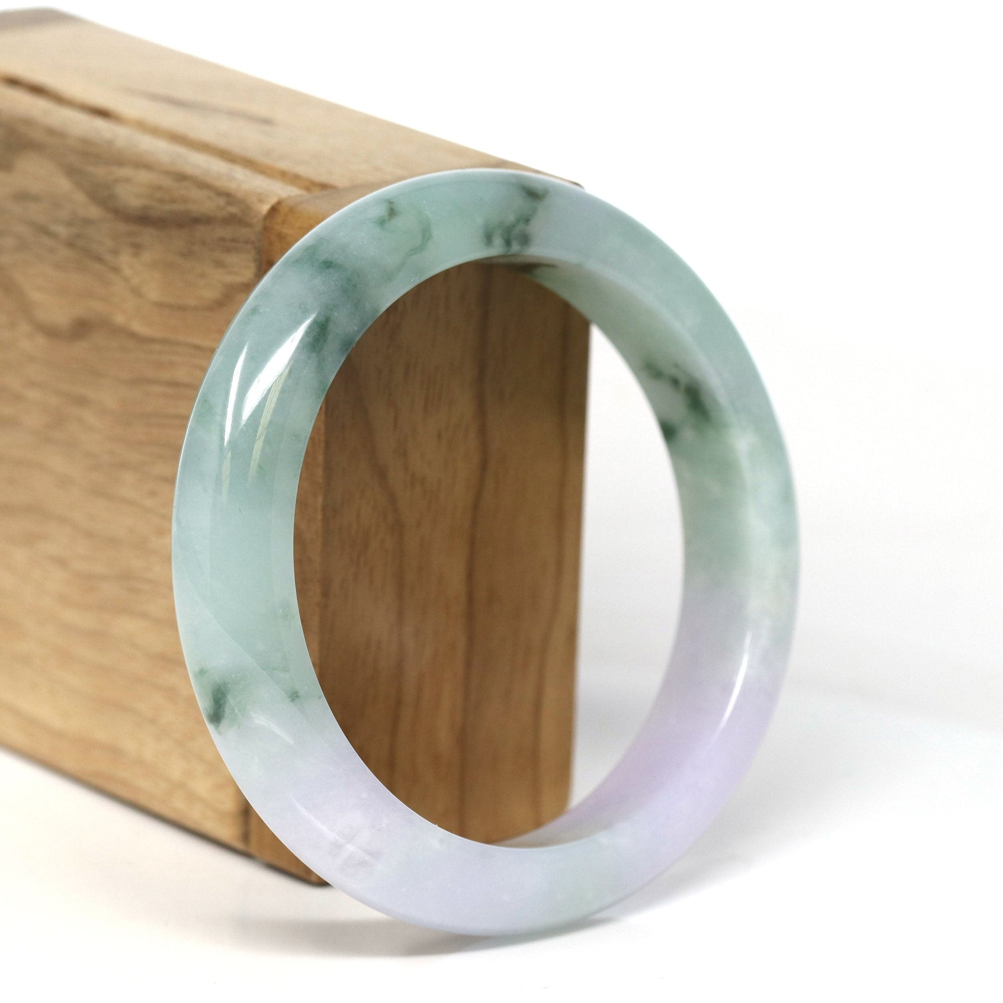 Baikalla Jewelry Jadeite Jade Bangle Bracelet Baikalla Natural Burmese Lavender and Blue-Green Jadeite Jade Bangle Bracelet (56.43mm) #T304