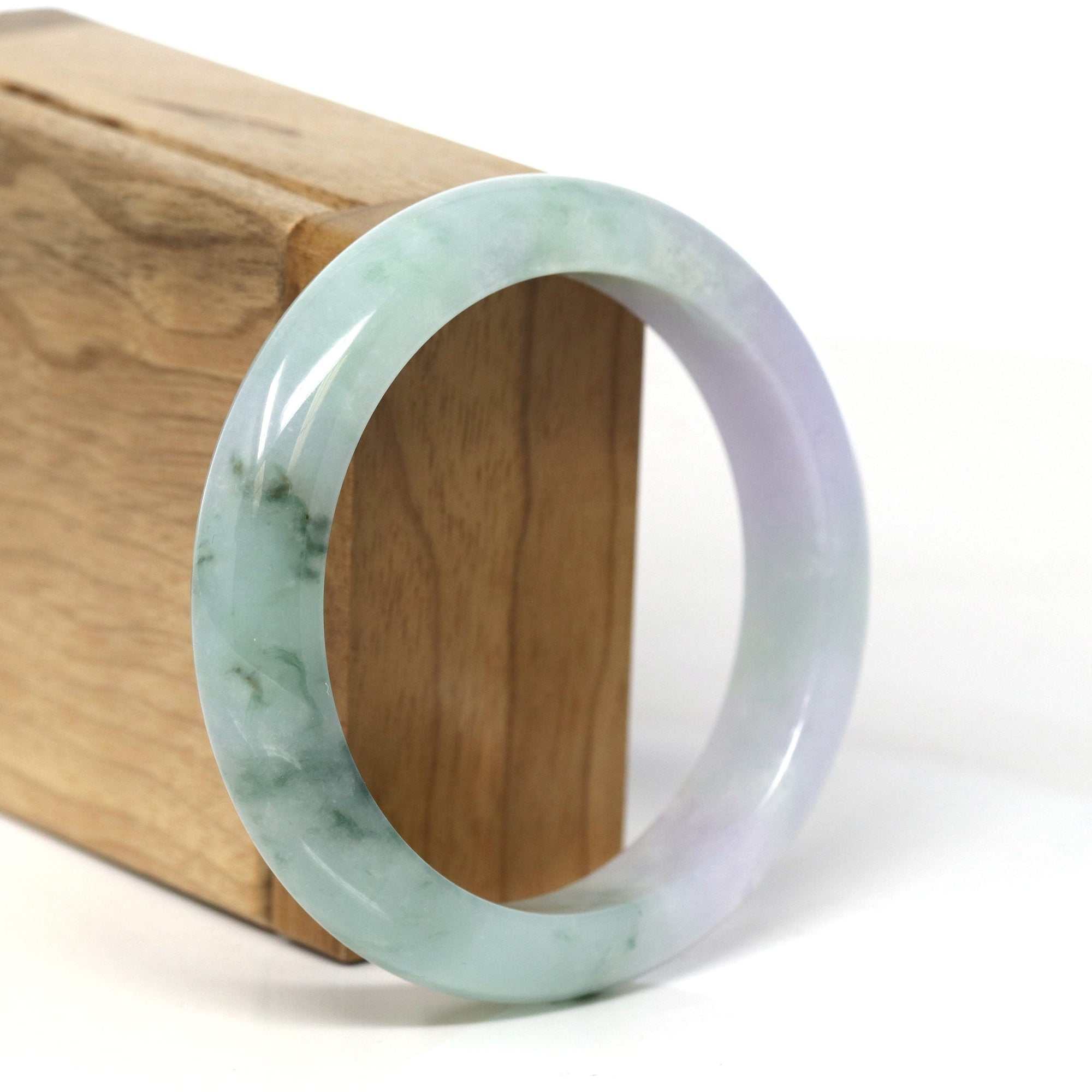 Baikalla Jewelry Jadeite Jade Bangle Bracelet Baikalla Natural Burmese Lavender and Blue-Green Jadeite Jade Bangle Bracelet (56.43mm) #T304