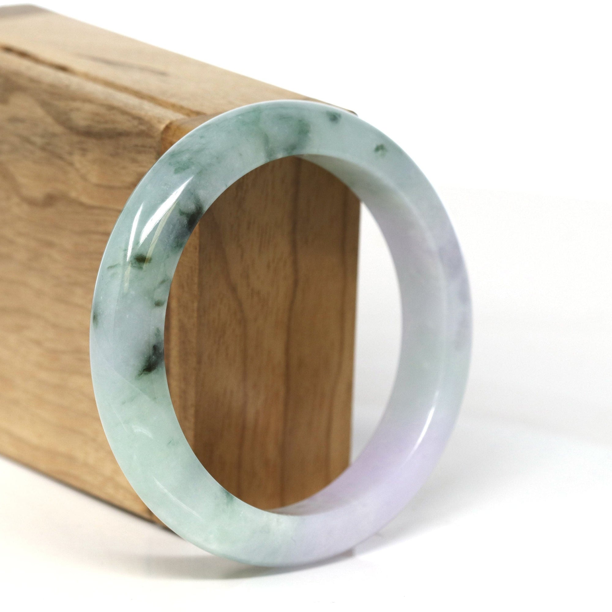 Baikalla Jewelry Jadeite Jade Bangle Bracelet Baikalla Natural Burmese Lavender and Blue-Green Jadeite Jade Bangle Bracelet (56.43mm) #T304
