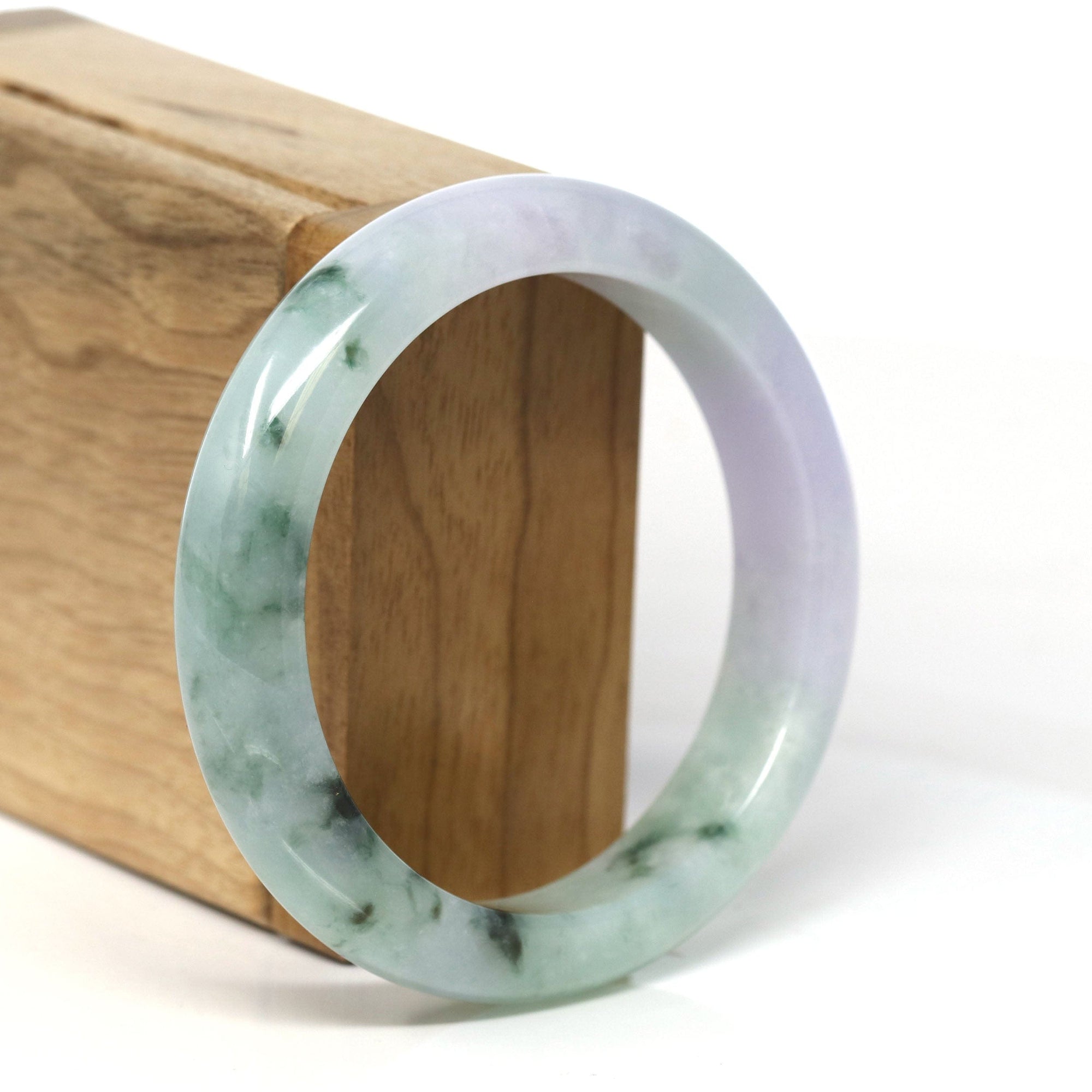 Baikalla Jewelry Jadeite Jade Bangle Bracelet Baikalla Natural Burmese Lavender and Blue-Green Jadeite Jade Bangle Bracelet (56.43mm) #T304