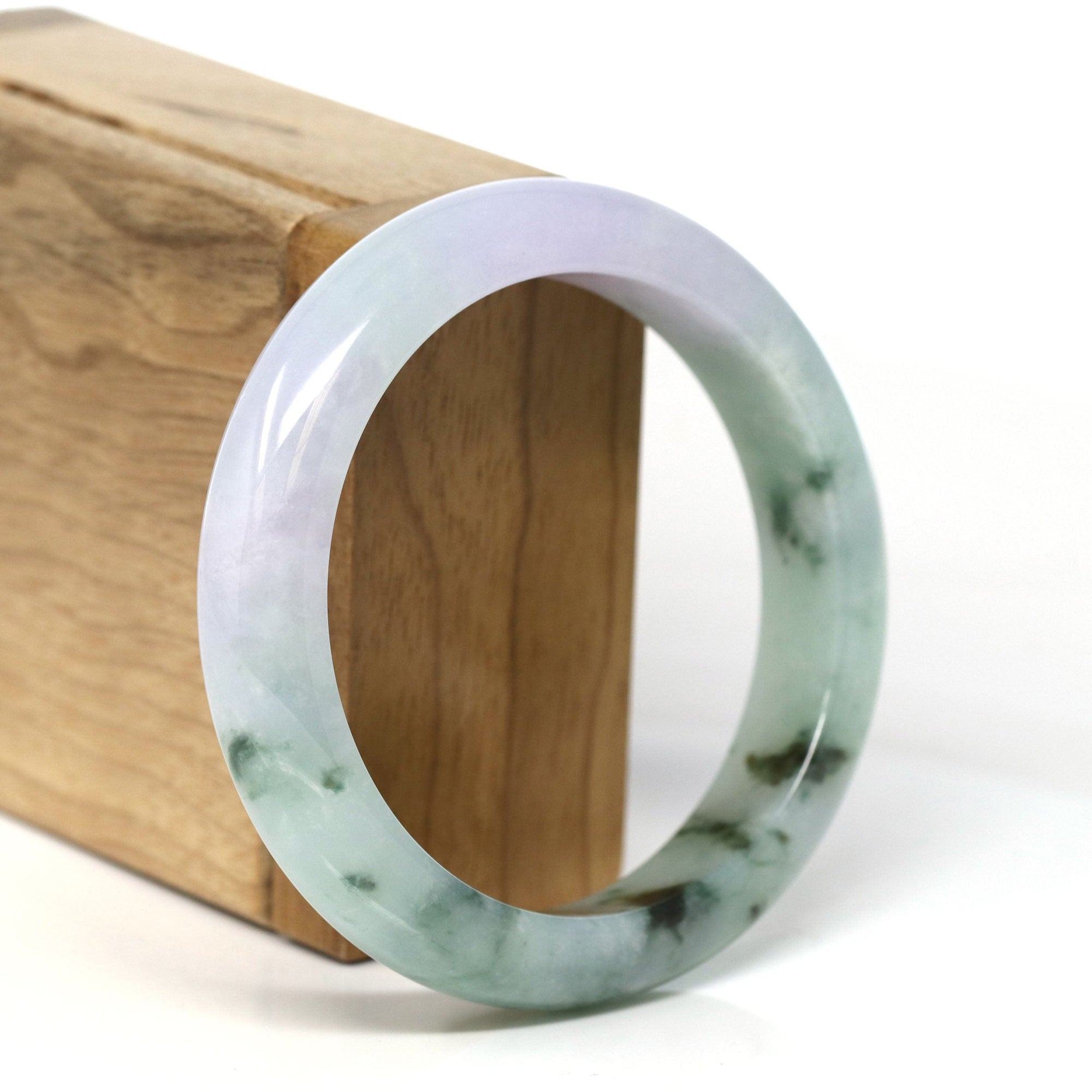 Baikalla Jewelry Jadeite Jade Bangle Bracelet Baikalla Natural Burmese Lavender and Blue-Green Jadeite Jade Bangle Bracelet (56.43mm) #T304