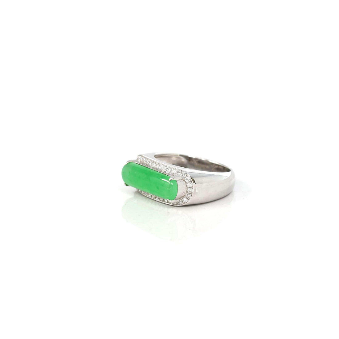 Baikalla Jewelry Jadeite Engagement Ring Copy of Baikalla 18k White 2 Tone Gold Natural Imperial Green Jadeite Jade Men's Ring