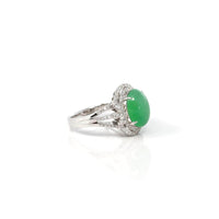 Baikalla Jewelry Jadeite Engagement Ring Copy of Copy of 18k White Gold Natural Imperial Green Jadeite Jade Engagement Ring With Diamonds