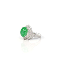 Baikalla Jewelry Jadeite Engagement Ring Copy of Copy of Copy of Copy of 18k White Gold Natural Imperial Green Jadeite Jade Engagement Ring With Diamonds