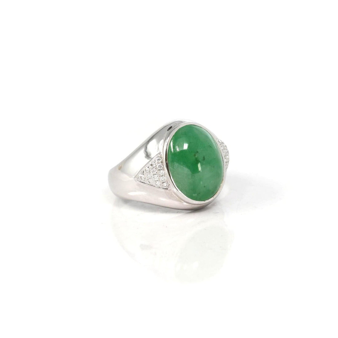 Baikalla Jewelry Jadeite Engagement Ring Copy of Baikalla 18k White Gold Imperial Green Jadeite Jade Men's Ring With VS1 Diamonds