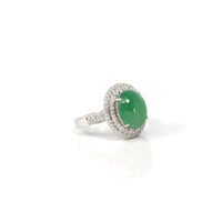 Baikalla Jewelry Jadeite Engagement Ring Copy of 18k White Gold Natural Imperial Green Jadeite Jade Engagement Ring With Diamonds