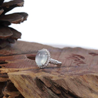 Baikalla Jewelry Jadeite Engagement Ring Copy of 18k White Gold Natural Ice Jadeite Jade Engagement Ring With Diamonds