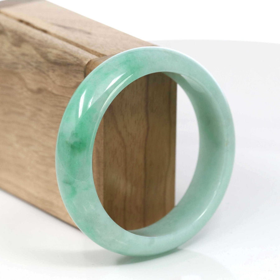 Baikalla Jewelry Jadeite Jade Bangle Bracelet Copy of Baikalla Classic Green Natural Jadeite Jade Wider Bangle Bracelet (57.8 mm) #415