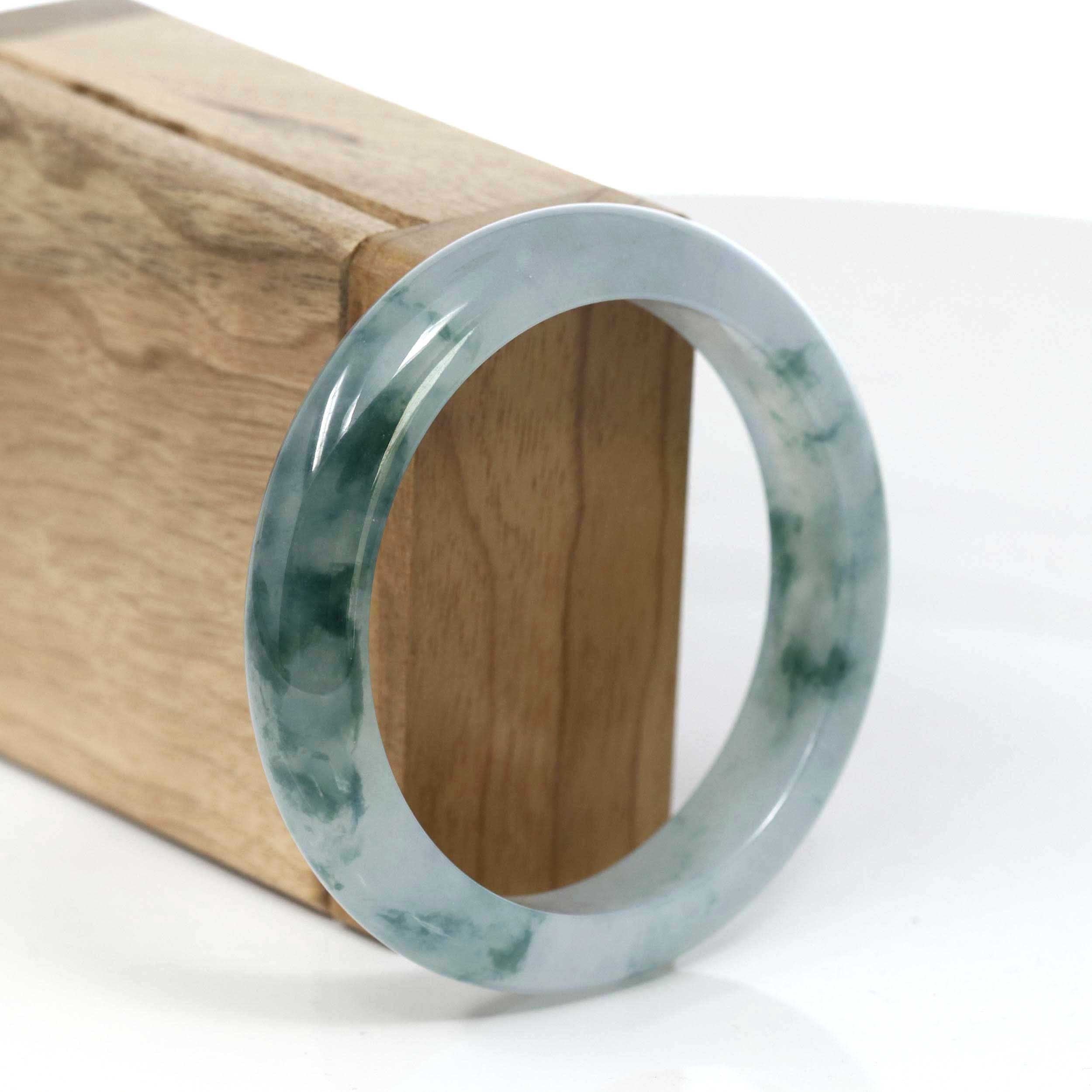 Burmese High-end Ice Blue-green Jade Jadeite Bangle Bracelet
