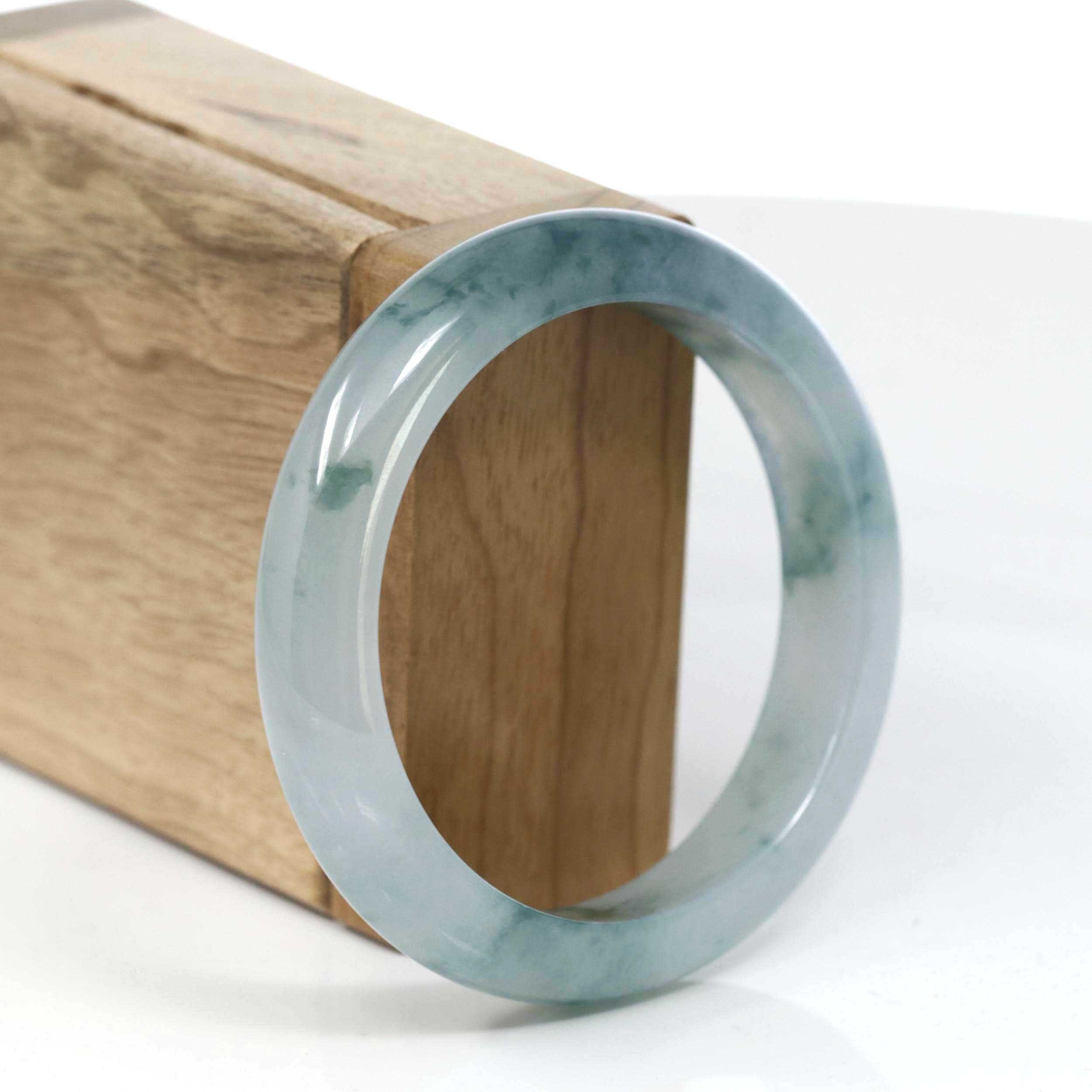 Burmese High-end Ice Blue-green Jade Jadeite Bangle Bracelet