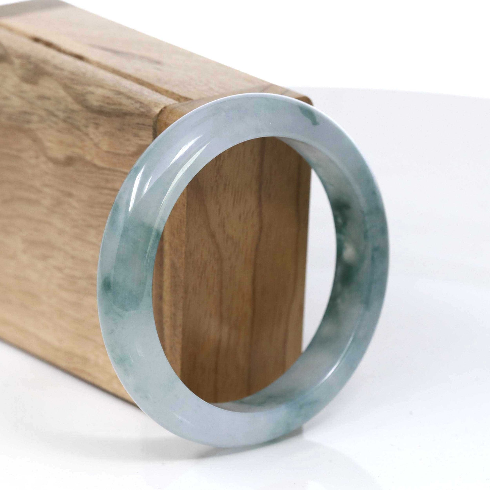 ice planted jade price Burmese High-end Ice Blue-green Jade Jadeite Bangle Bracelet (56.31mm) – BKLA