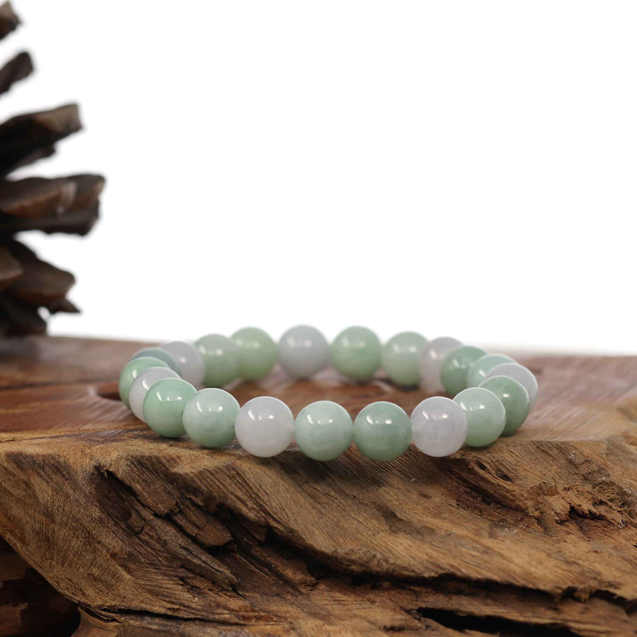 Baikalla Jewelry jade beads bracelet Natural Jadeite Jade 9 mm Round Green Beads Bracelet ( 9.5 mm )