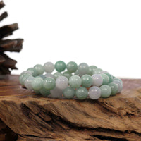 Baikalla Jewelry jade beads bracelet 6.5 inches Natural Jadeite Jade 9 mm Round Green Beads Bracelet ( 9.5 mm )