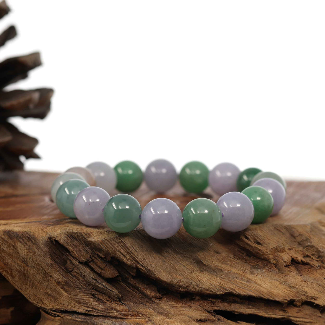 Baikalla Jewelry jade beads bracelet High end Genuine Jadeite Jade Round Multiple Colors Beads Bracelet (12 mm)