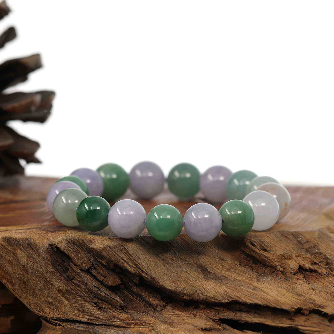 Baikalla Jewelry jade beads bracelet High end Genuine Jadeite Jade Round Multiple Colors Beads Bracelet (12 mm)