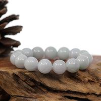 Baikalla Jewelry jade beads bracelet Natural Jadeite Jade Round Light Lavender Large Beads Men's Bracelet (14mm)