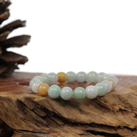 Baikalla Jewelry jade beads bracelet Genuine Jadeite Jade Round Multiple Colors Beads Bracelet ( 9.5 mm)