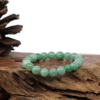 Baikalla Jewelry jade beads bracelet 6.5 inches Natural Jadeite Jade Round Green Beads Bracelet ( 8.5 mm )