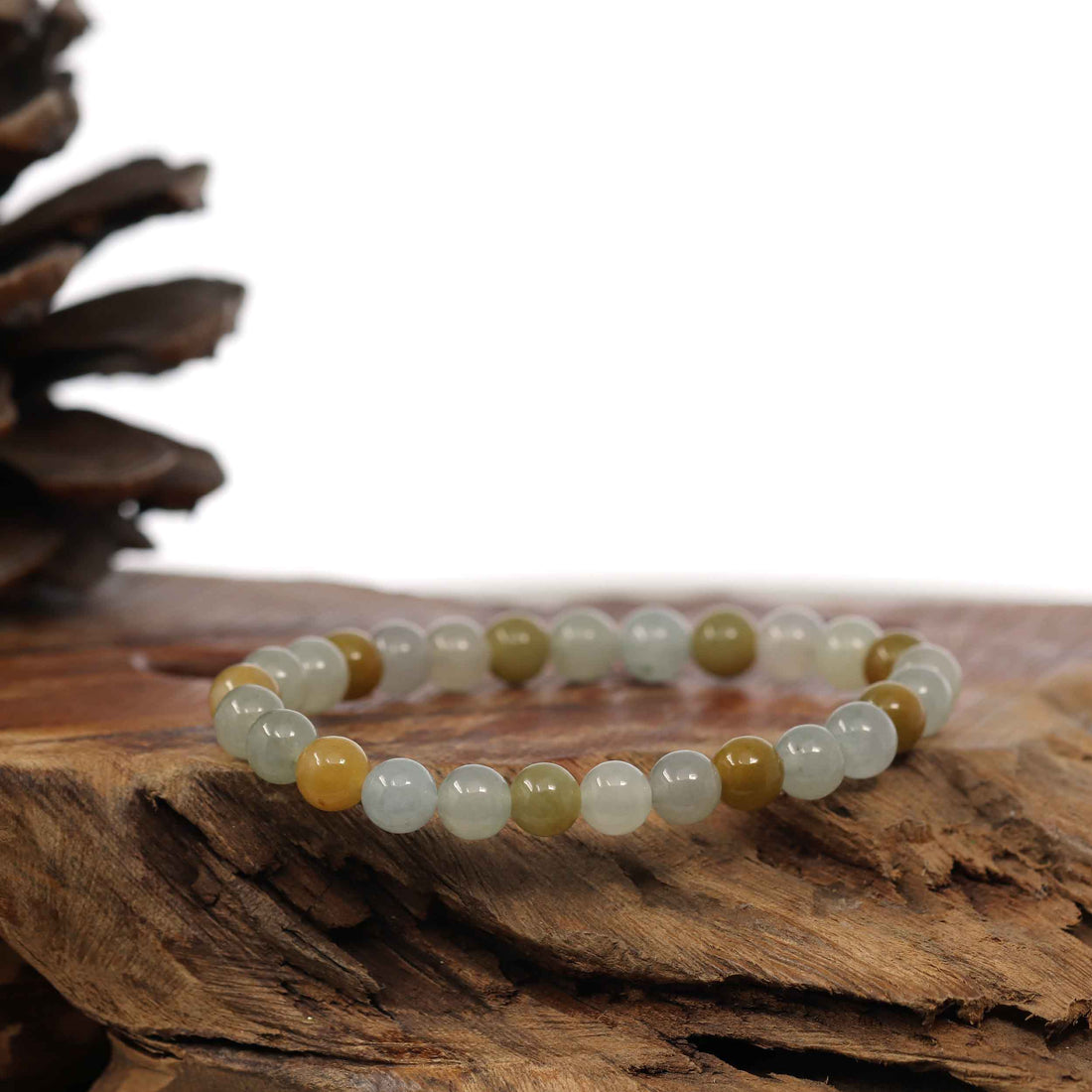 Baikalla Jewelry jade beads bracelet 6.5 inches Genuine Ice Jadeite Jade Round Multiple Colors Beads Bracelet ( 7 mm)