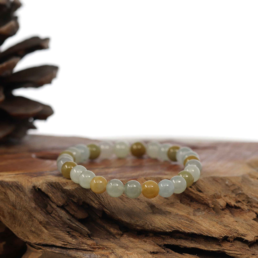 Baikalla Jewelry jade beads bracelet Genuine Ice Jadeite Jade Round Multiple Colors Beads Bracelet ( 7 mm)