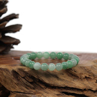 Baikalla Jewelry jade beads bracelet Natural Jadeite Jade Round Green Beads Bracelet ( 7.5 mm )