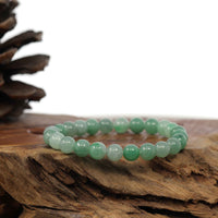 Baikalla Jewelry jade beads bracelet 6.5 inches Natural Jadeite Jade Round Green Beads Bracelet ( 7.5 mm )